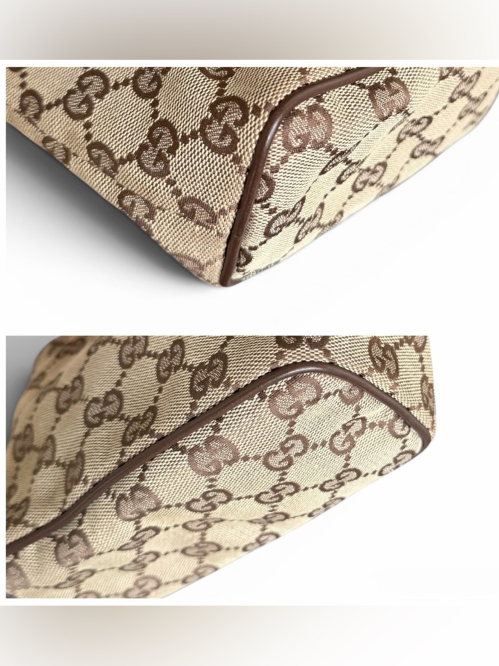 Vintage Gucci GG Canvas Pochette Mini Bag Vanity / Brown Leather - Picture 7 of 12